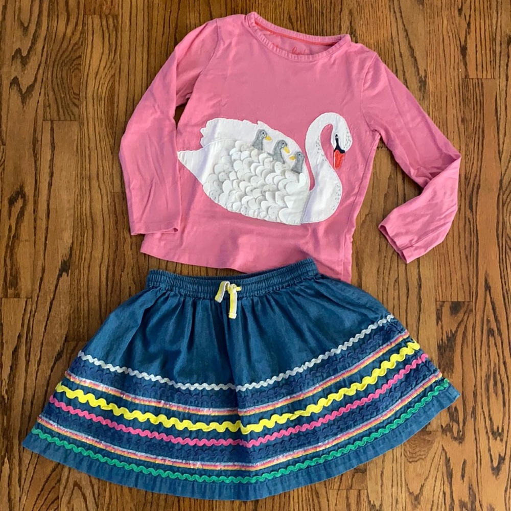 Mini Boden Tee and Skirt Set 6-7